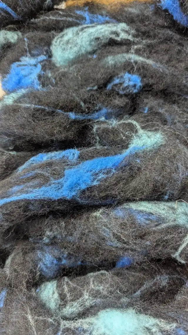 Mitaines noir bleu et beige - filée main laine française – Image 7