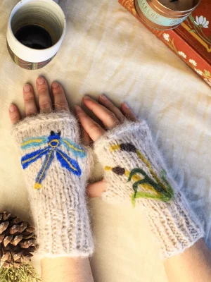 Mitaines Tatouées - Libellule et roseau